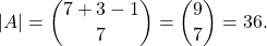 \[|A| = \binom{7+3-1}{7} = \binom{9}{7} = 36.\]