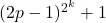 (2p-1)^{2^k}+1