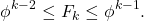 \[\phi^{k-2}\leq F_{k}\leq \phi^{k-1}.\]