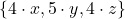 \{4\cdot x,5\cdot y,4\cdot z\}