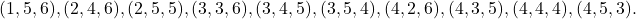 \[{(1,5,6),(2,4,6),(2,5,5),(3,3,6),(3,4,5),(3,5,4),(4,2,6),(4,3,5),(4,4,4),(4,5,3)}.\]